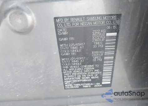 2015 Nissan Rogue S from USA, damaged, VIN KNMAT2MV3FP579028